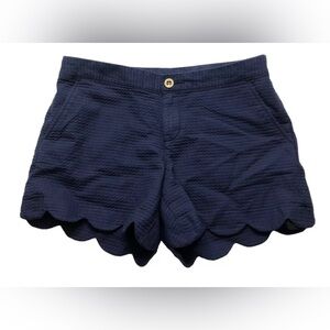 LILLY PULITZER Buttercup Shorts Navy Blue Size 8 Pockets Flat Front Cotton